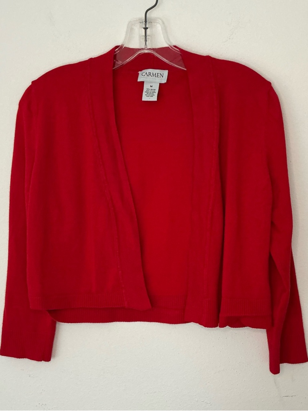 Carmen Red Open-Front Women’s Sweater Cardigan Size Medium